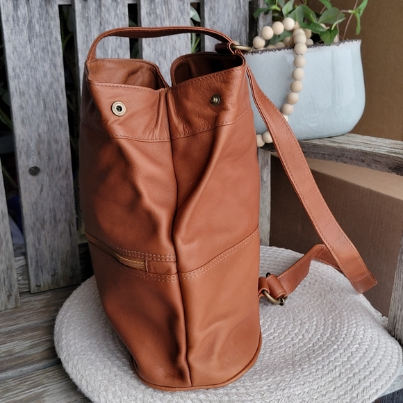 BOGOTA Genuine Leather sling back crossbody bag made in Cambodia cognac - Picture 12 of 15